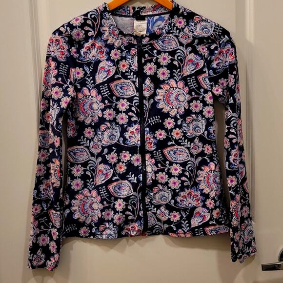 Navy Paisely Rash Guard Size L - Picture 1 of 5